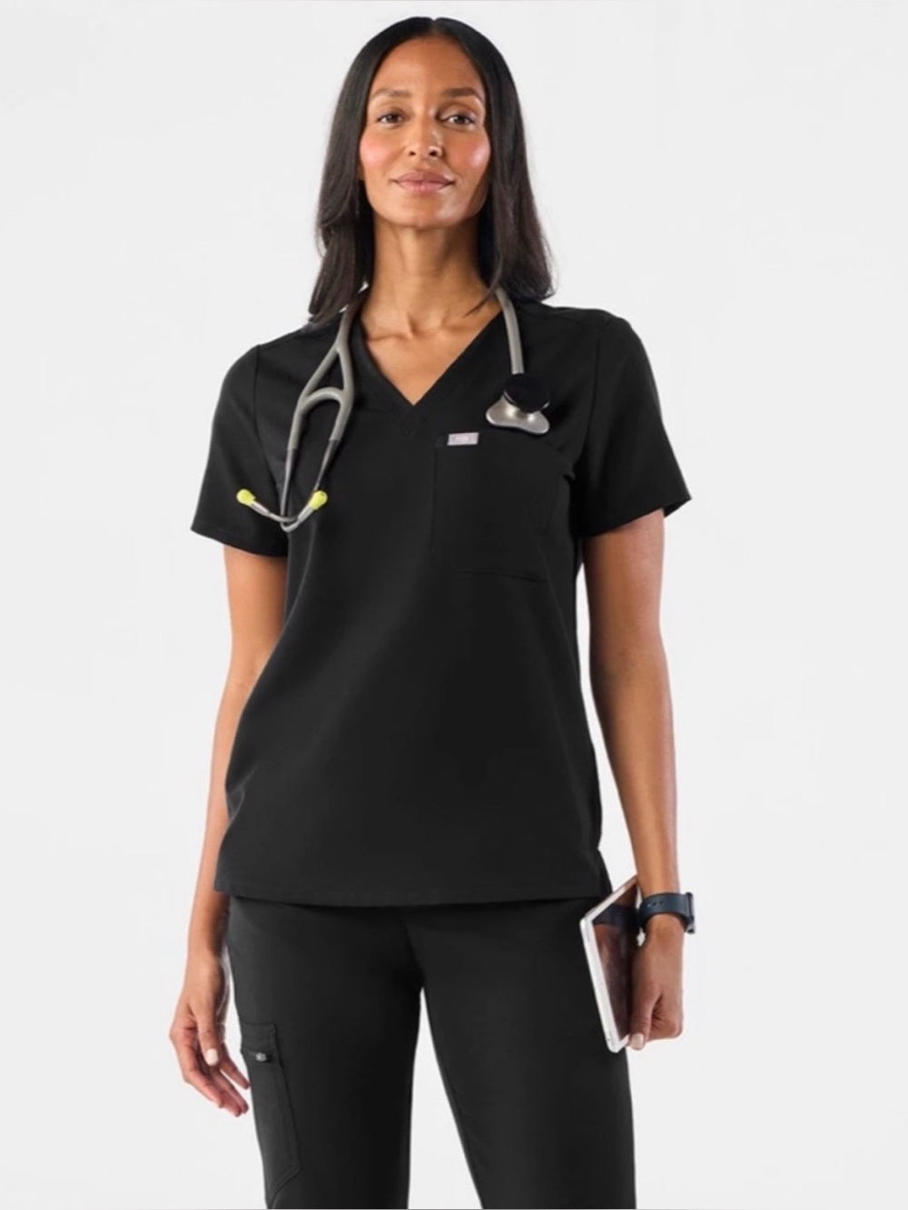 Figs Catarina One-Pocket Scrub Top XS extra small Black Nurse Healthcare work